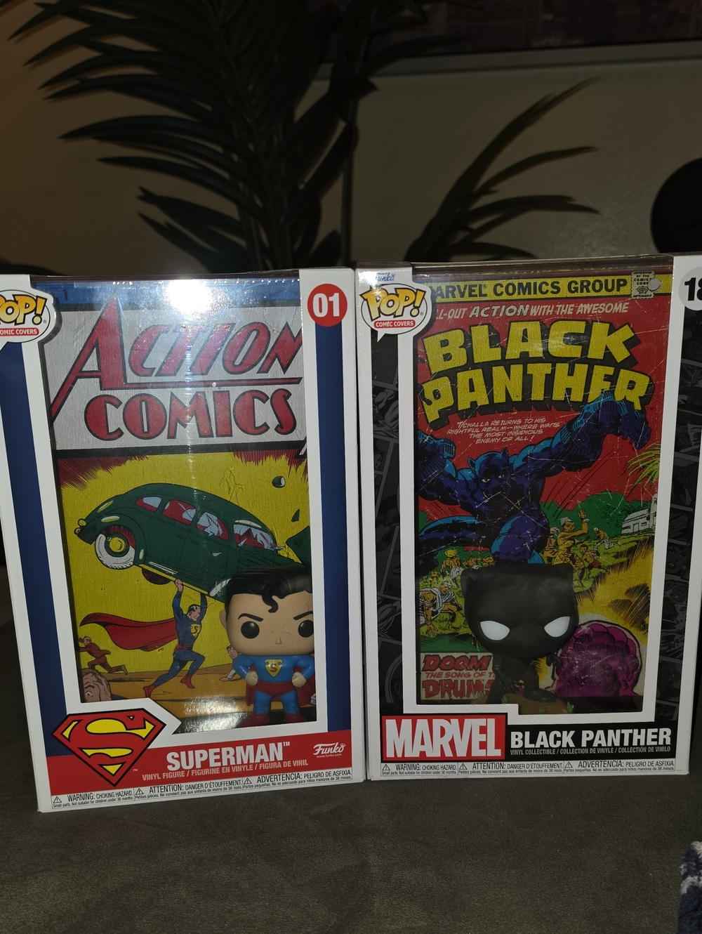 Funko Pop! Comic Covers Superman And black Panther Action Comics